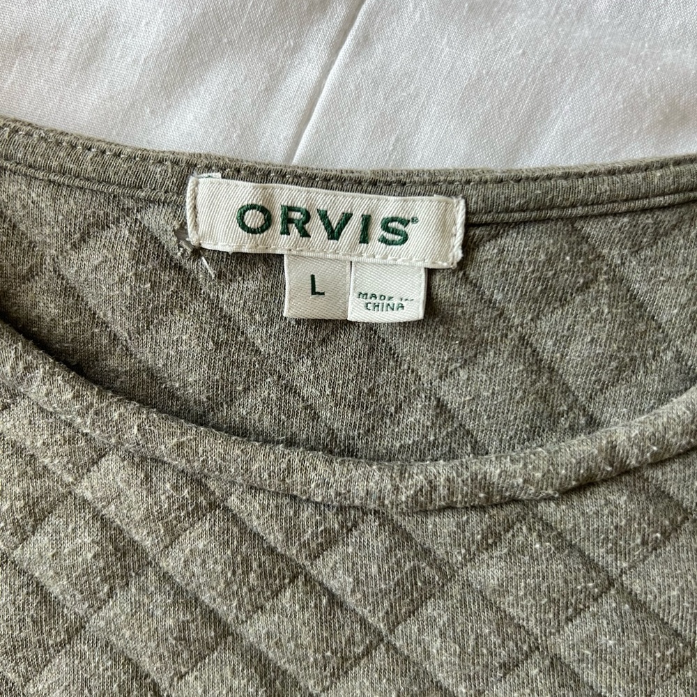 Orvis: Olive Green Quilted Sweatshirt: Size Large - Picture 2 of 7